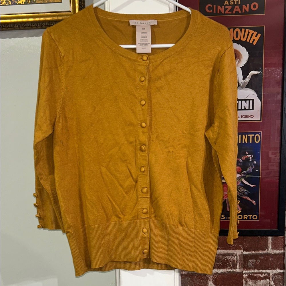 Philosophy Mustard Button-Front Cardigan